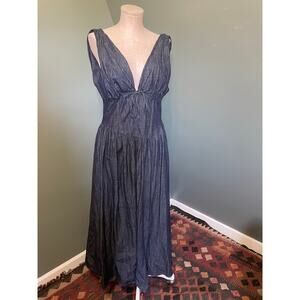 Free Market Dark Denim Sleeveless Deep V Neck Dress. Sz XL